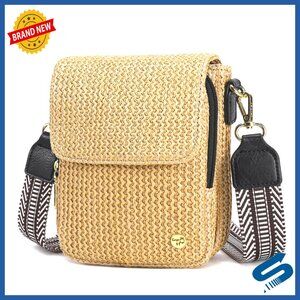 Faux Straw Crossbody Bag RFID Woven Phone Purse Travel Beach Essentials